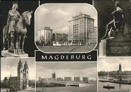 Magdeburg Magdeburger Reiter Reiterstandbild Otto von Guericke Strasse Denkmal Dom Strombruecke Elbe Adolf Mittag See  Kat. Magdeburg