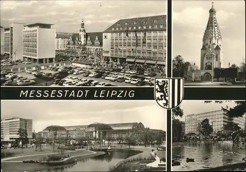 Leipzig Altes Rathaus Russische Kirche Hauptbahnhof Interhotel "Stadt Leipzig" Schwanenteich Messestadt Kat. Leipzig