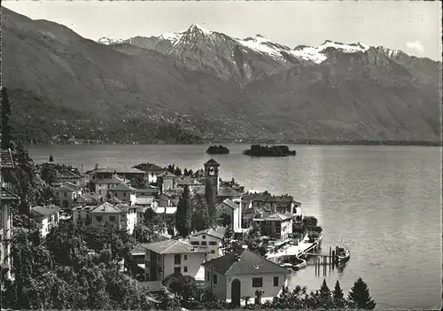 Brissago Ortsansicht mit Kirche Lago Maggiore Alpenpanorama / Brissago /Bz. Locarno