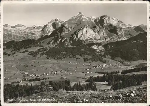 Wildhaus SG Panorama mit Saentiskette Appenzeller Alpen Kat. Wildhaus