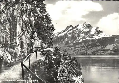 Buergenstock Felsenweg mit Pilatus Vierwaldstaettersee Kat. Buergenstock