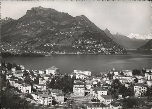 Lugano TI Lago di Lugano e Monte Bre Luganersee Alpenpanorama Kat. Lugano