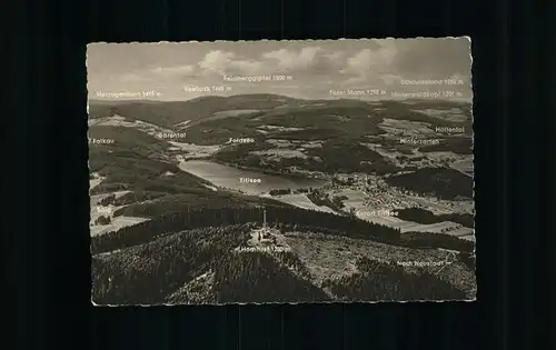 Titisee Blick ueber den Hochfirst nach Hinterzarten und Feldberggebiet Fliegeraufnahme Kat. Titisee Neustadt