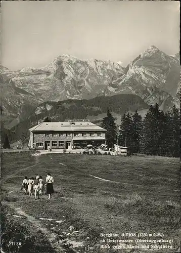 Unterwasser Toggenburg Berghaus Iltios Blick gegen Saentis und Schafberg Appenzeller Alpen Kat. Unterwasser