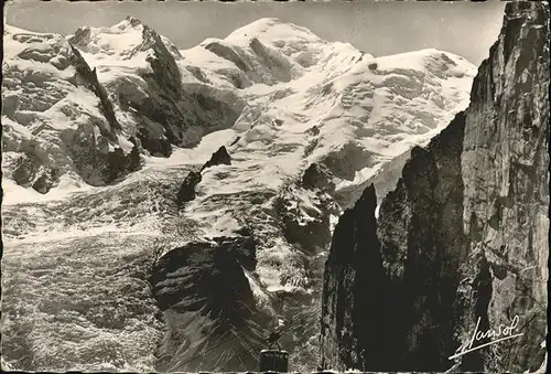 Chamonix Mur du Brevent Telepherique et Mont Blanc Gletscher Kat. Chamonix Mont Blanc