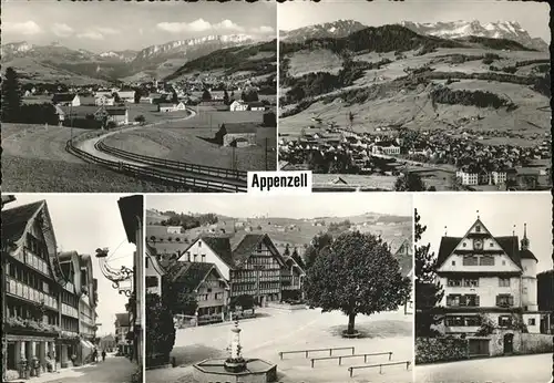 Appenzell IR Panorama mit Alpen Strassenpartie Brunnen Kat. Appenzell