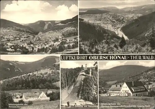 Oberschoenau Thueringen Panorama Luftkurort Erholungsheim Konsum Genossenschaftsverband Leipzig Sprungschanze am Rennsteig Kat. Oberschoenau Thueringen