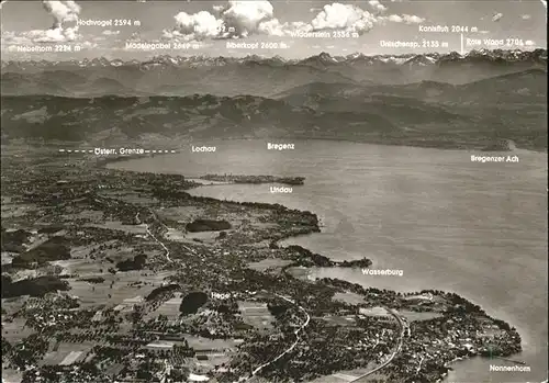 Nonnenhorn Luftaufnahme vom Bodensee mit div.Orten u.Staedten Kat. Nonnenhorn