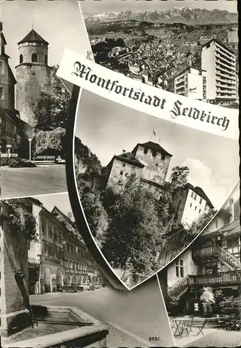 Feldkirch Vorarlberg Schattenburg Wehrturm Brunnen Alpenpanorama Kat. Feldkirch