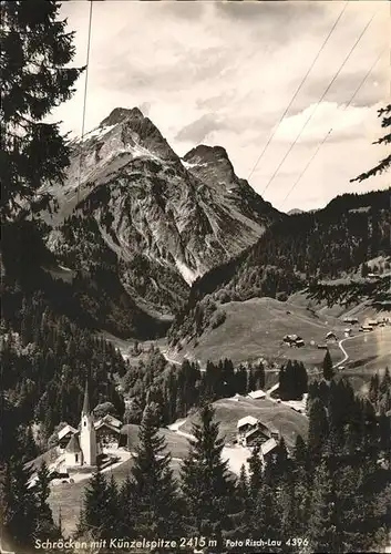 Schroecken Vorarlberg Panorama mit Kuenzelspitze Lechquellengebirge Kat. Schroecken