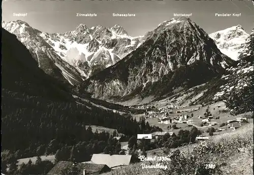 Brand Vorarlberg Panorama mit Schesaplana Mottakopf Raetikon Kat. Brand