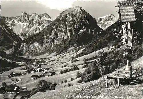 Brand Vorarlberg Panorama Blick gegen Schesaplana Raetikon Wegekreuz Kat. Brand