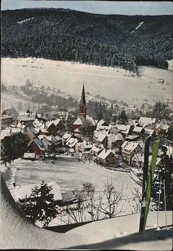 Baiersbronn Schwarzwald Ortsansicht mit Kirche im Winter Kat. Baiersbronn