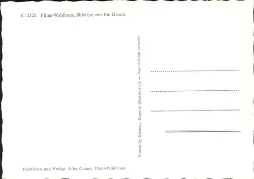 Flims Waldhaus Skiwiese mit Piz Grisch Skischule Wintersportplatz Kat. Flims Waldhaus