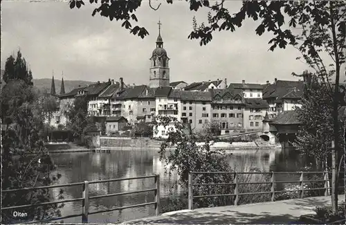 Olten Partie an der Aare Kirche Kat. Olten