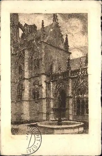 Utrecht Kloostergang met Domkerk Klostergang Domkirche Brunnen Kuenstlerkarte Kat. Utrecht