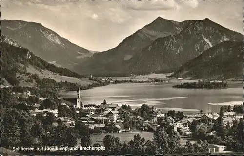 Schliersee Panorama mit Jaegerkamp und Brecherspitz Mangfallgebirge Kat. Schliersee