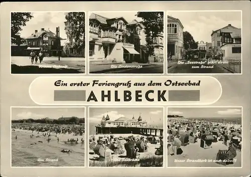 Ahlbeck Ostseebad Insel Usedom Seestr. Strandkorb Strand Lindenstrasse Kat. Heringsdorf Insel Usedom