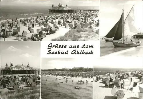 Ahlbeck Ostseebad Insel Usedom Strand Koerbe Segelboote Kat. Heringsdorf Insel Usedom