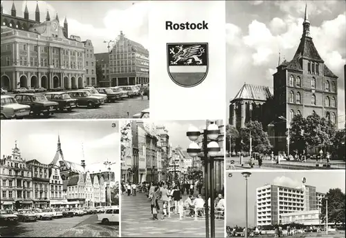 Rostock Mecklenburg Vorpommern Rathaus Kriche St. Marien Ernst Thaelmann Platz Kroepeliner Str. Interhotel Warnow Kat. Rostock