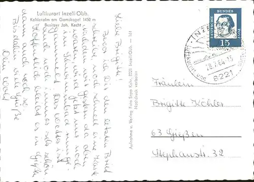 Inzell Luftkurort Kohleralm Kat. Inzell