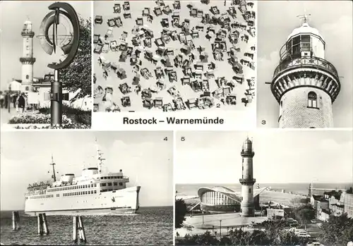 Rostock Mecklenburg Vorpommern Leuchtturm Strand Eisenbahnfaehrschiff Warnemuende Teepott Kat. Rostock