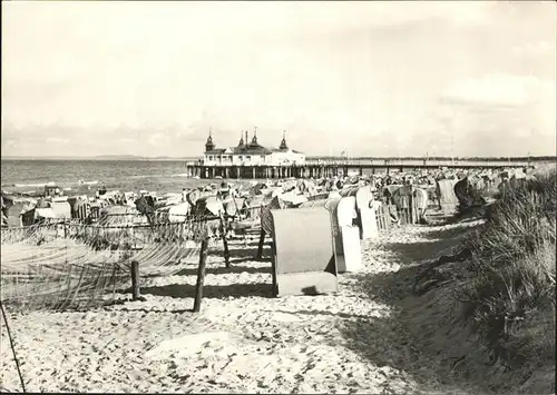 Ahlbeck Ostseebad Insel Usedom Ostseebad Seebruecke Strand Kat. Heringsdorf Insel Usedom