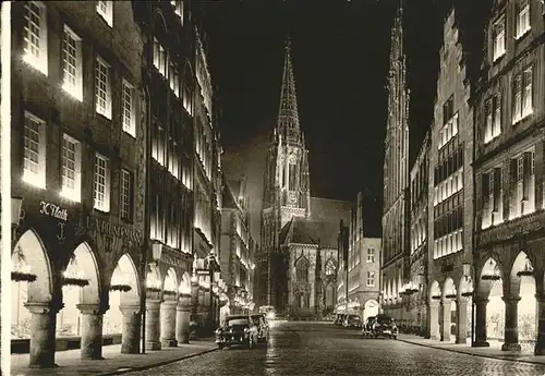 Muenster Westfalen Prinzipalmarkt in Festbeleuchtung Kat. Muenster