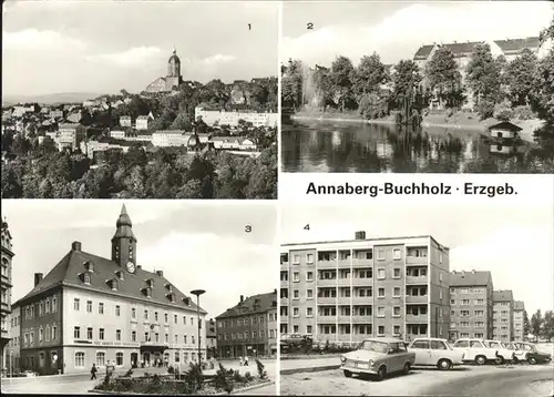 Annaberg Buchholz Erzgebirge Ortsansicht Schutzteich Markt Rathaus Neubaugebiet  Kat. Annaberg
