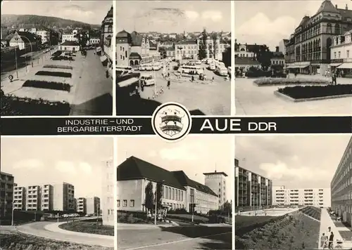 Aue Erzgebirge Markt Karl Marx Platz Neubauten Pieck Schule Kat. Aue