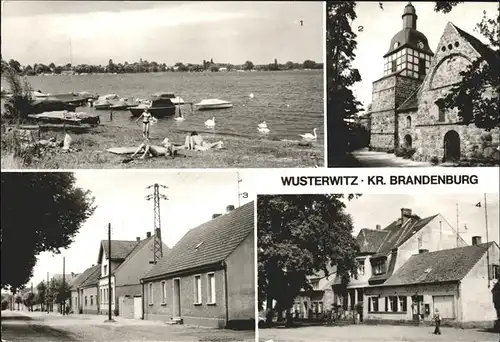 Wusterwitz Brandenburg Badestelle am Wusterwitzer See Ev Kirche Warschauer und Hauptstrasse / Wusterwitz /Potsdam-Mittelmark LKR