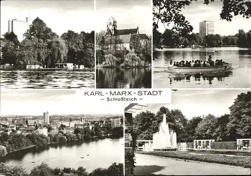 Karl Marx Stadt Impressionen am Schlossteich Kat. Chemnitz