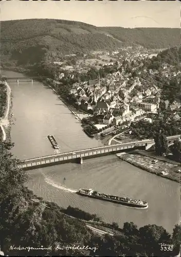 Neckargemuend Fliegeraufnahme Lastkaehne Neckerbruecke Kat. Neckargemuend