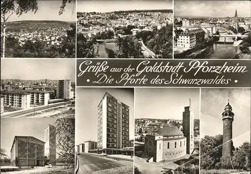 Pforzheim Panorama mit Teilansichten Kat. Pforzheim