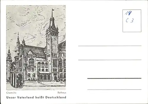 Chemnitz Rathaus Zeichnung Kat. Chemnitz