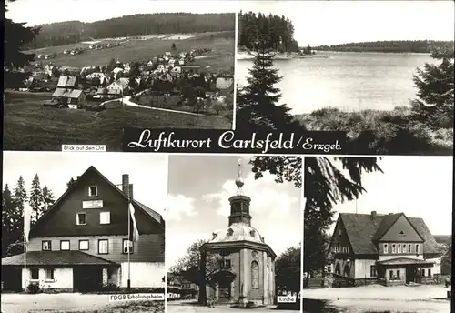 Carlsfeld Erzgebirge Ortsblick Talsperre Weiterswiese FDGB Erholungsheim Kirche Gasthaus Talsperre Kat. Eibenstock