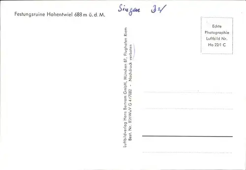 Singen Hohentwiel Festungsruine Kat. Singen (Hohentwiel)