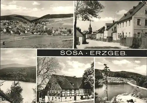 Sosa Erzgebirge Panorama Gasthaus Stern Talsperre Riesenberger Haeuser Kat. Sosa
