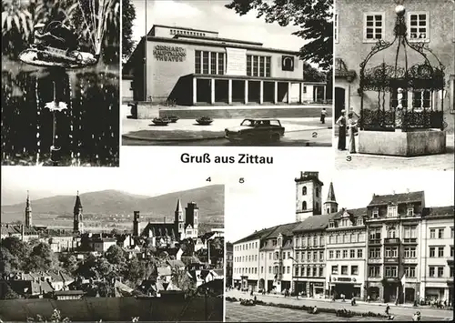 Zittau Schleifermaennelbrunnen Theater Gruener Born uebersicht Platz der Jugend Kat. Zittau