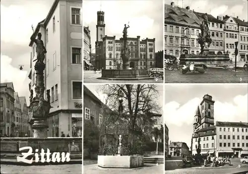 Zittau Neptunbrunnen Rathaus Herkulesbrunnen Gruener Born Johanniskirche Kat. Zittau