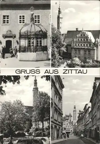 Zittau Gruener Born Hefftergiebel Kirchturm Strasse der DSF Kat. Zittau