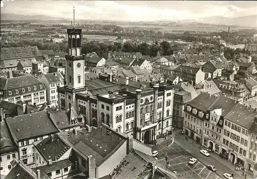 Zittau Blick vom Turm der Johanniskirche auf Rathaus und Platz der Jugend Kat. Zittau