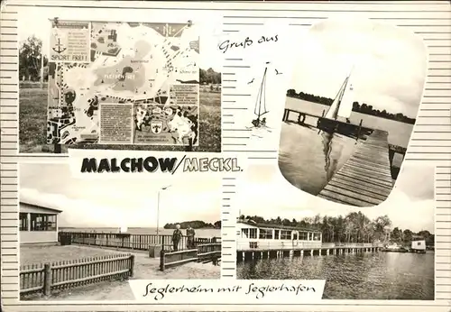 Malchow Seglerheim mit Seglerhafen See Kat. Malchow Mecklenburg