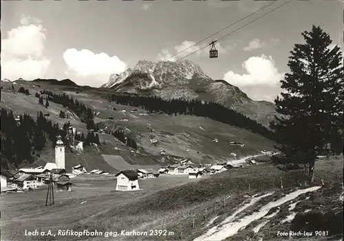 Lech Vorarlberg Ortsansicht mit Ruefikopfbahn gegen Karhorn Kat. Lech