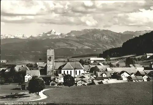 Wiggensbach Ortsansicht mit Kirche Alpenpanorama Kat. Wiggensbach