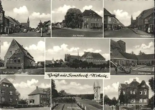 Sonsbeck Markt Neutor Hochstrasse Kindergarten Spielplatz Schule Verwaltung Ehrenfriedhof Altersheim Viehweide Kat. Sonsbeck