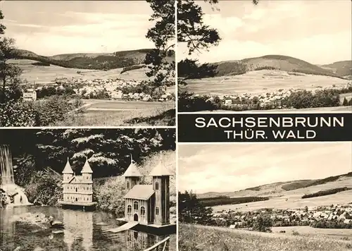 Sachsenbrunn Gesamtansicht Panorama Ententeich Wasserfall Kat. Sachsenbrunn