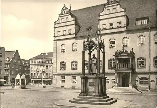 Wittenberg Lutherstadt Luther Denkmal Marktplatz Rathaus Marktbrunnen / Wittenberg /Wittenberg LKR