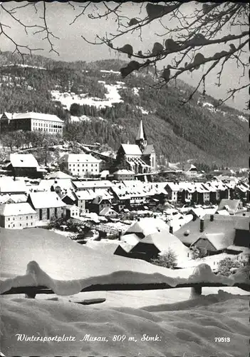 Murau Steiermark Ortsansicht mit Kirche Schloss Wintersportplatz Kat. Murau