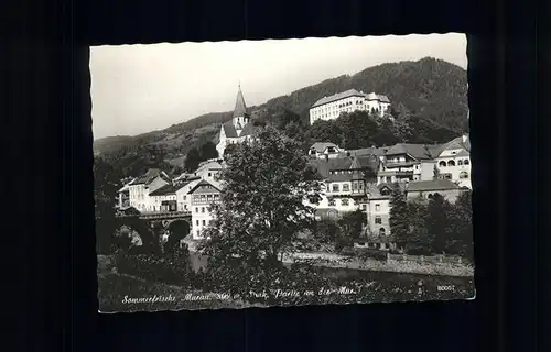 Murau Steiermark Partie an der Mur Kirche Schloss Sommerfrische Kat. Murau